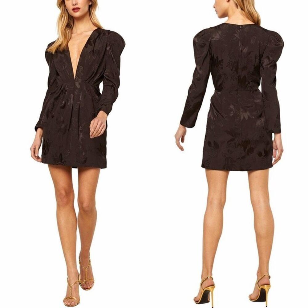 Misa Los Angeles Revolve Charlize Long Sleeve‎ Jacquard Mini Dress Black Size 2